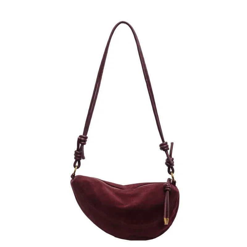 Faux Suede Niche Suede Shoulder Bag Underarm Dumpling Retro Crossbody Bag