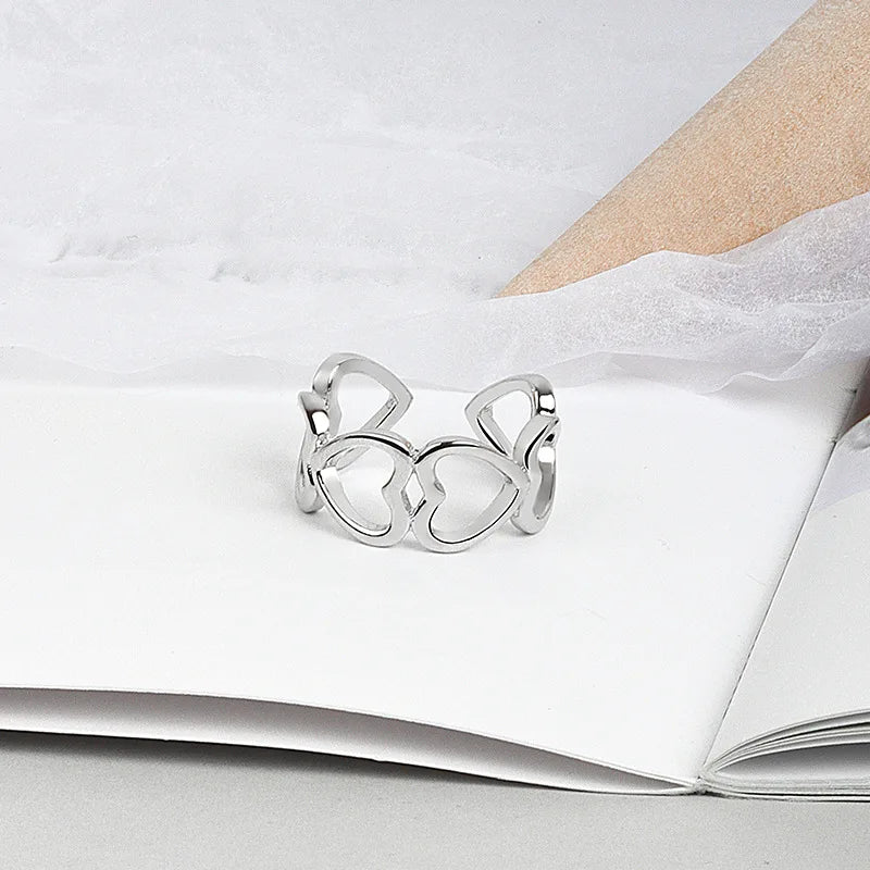 New Silver 925 Ring Stackable Infinite Heart Daisy Flower for Women Original Silver 925 Rings Brand Jewelry Gift 33553