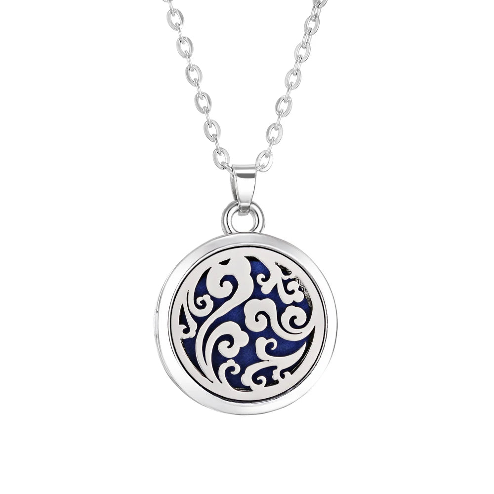 Tree of Life Aromatherapy Necklace Perfume Essential Oil Diffuser Alloy Stainless Steel  Locket Pendant Aroma Diffuser Necklace