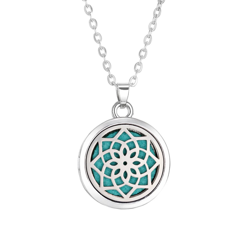 Tree of Life Aromatherapy Necklace Perfume Essential Oil Diffuser Alloy Stainless Steel  Locket Pendant Aroma Diffuser Necklace