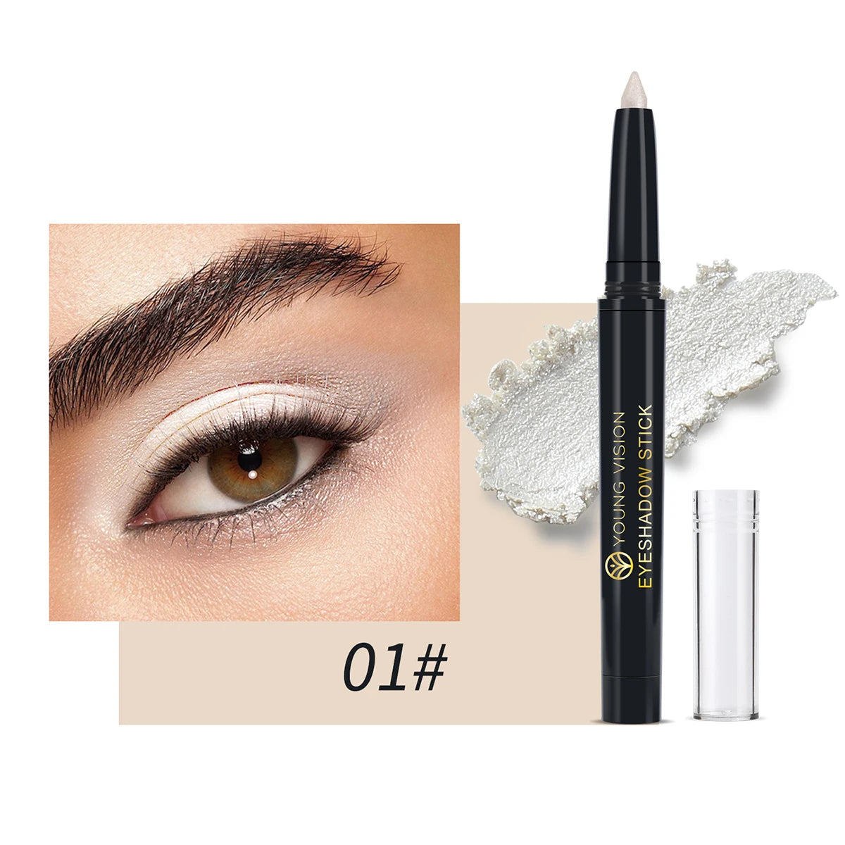 YOUNG VISION 12 Color Eyeshadow Stick Waterproof Long-lasting Pearl Shimmer cream formula easy to color fine and smooth