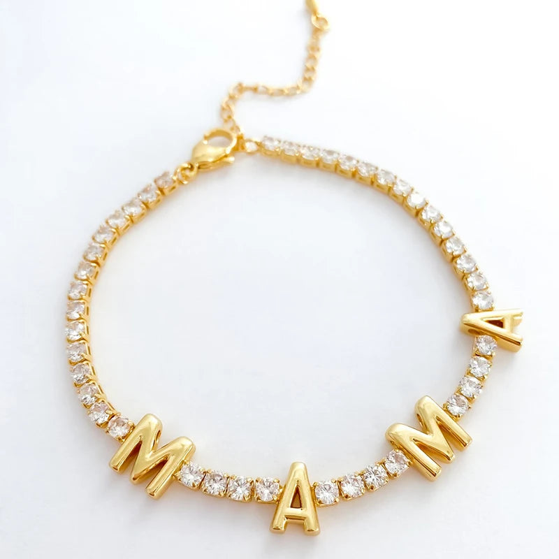 Charm Fashion Bracelets with Lobster Shiny Bling 18K Gold Plated Jewelry