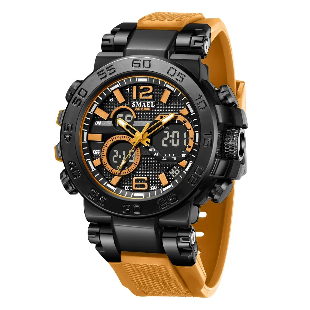 SMAEL Colorful Alloy Case Men's Outdoor Sports Multifunctional Watch Digital Waterproof Night Glow Wristwatches Men Stopwatch