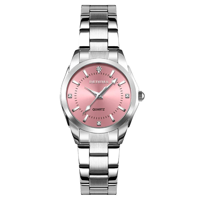 Luxury High Quality Pink Diamond Quartz Wristwatch Waterproof Luminous Fashion Watch