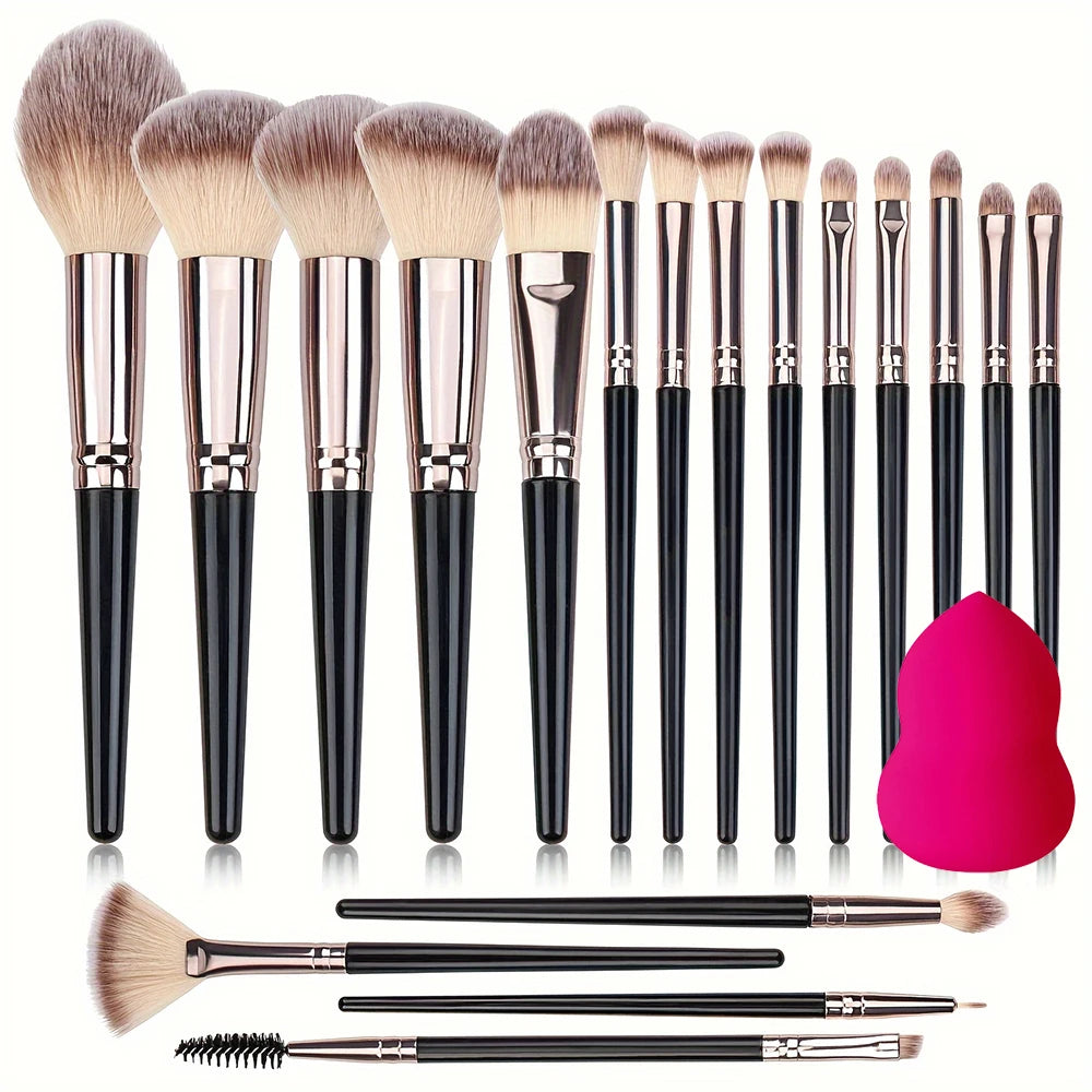 Face Makeup Brush Set Premium Synthetic Foundation Powder Concealer Eyeshadow Blush Makeup Sponge