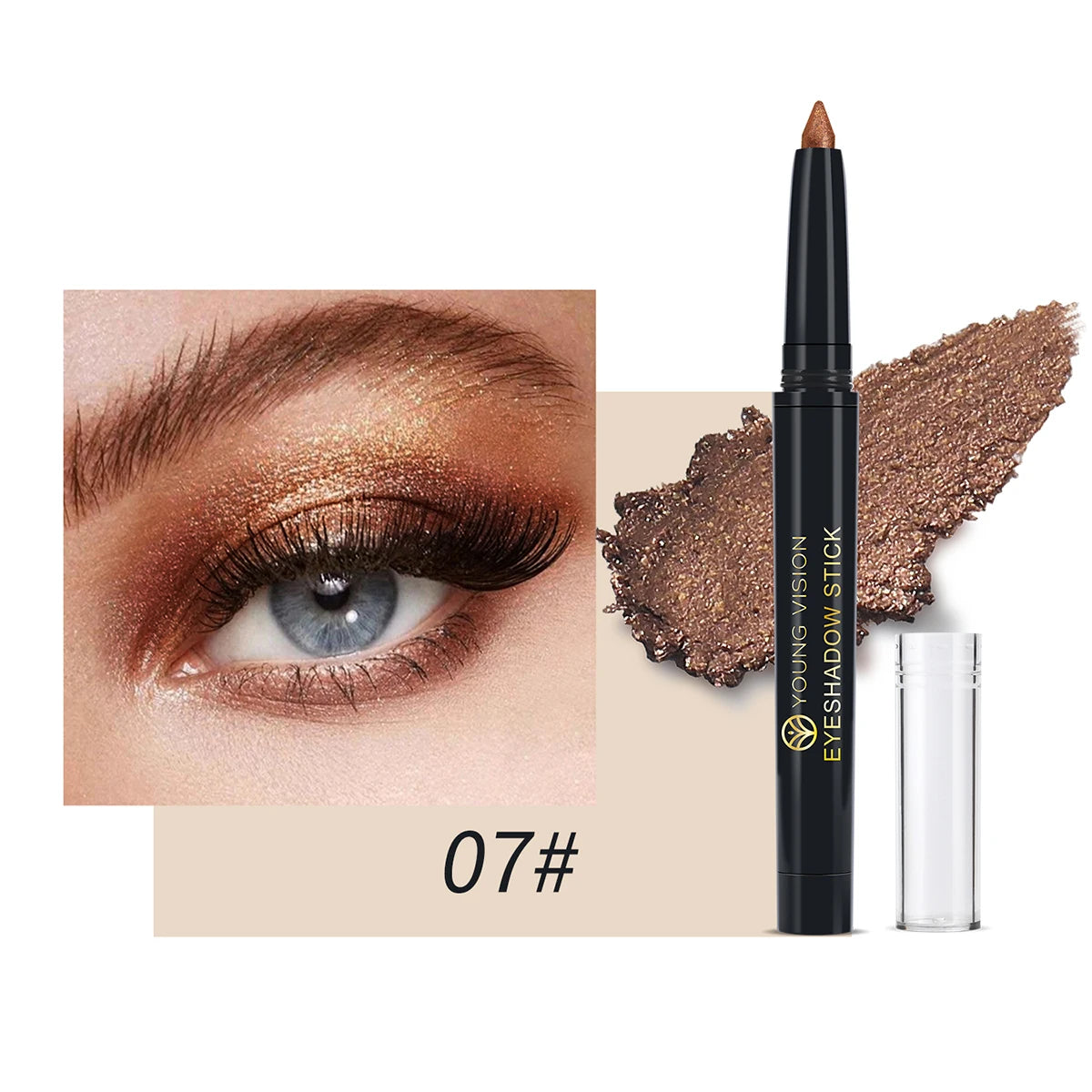 YOUNG VISION 12 Color Eyeshadow Stick Waterproof Long-lasting Pearl Shimmer cream formula easy to color fine and smooth