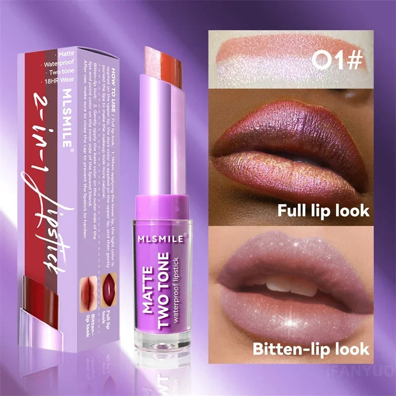 Gradient Two-color Velvet Lipstick Creating 3D Lips Waterproof Long Lasting Matte Lip Gloss Lipgloss Non-Stick Cup Woman Makeup