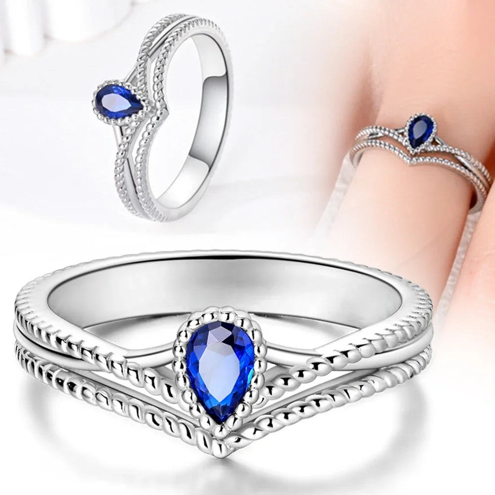 Original Sterling Silver 925 Ring Star and Moon Combination Series Rope Double Layer Ring Women's Wedding Engagement Ring Gift