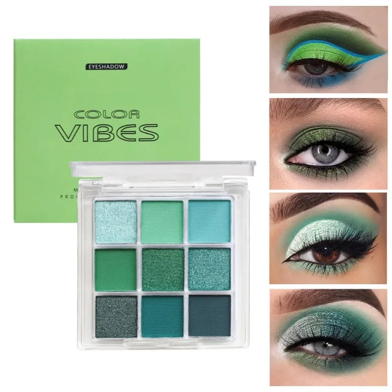 Glitter Eyeshadow Palette Avocado Green Shimmer Pearlescent Matte Colorful Makeup