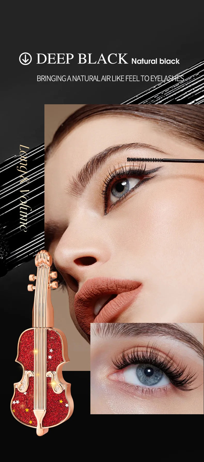 Violin Mascara Lengthening Volume Defining Mascara Natural Volume Lengthening Black Mascara Makeup Korean