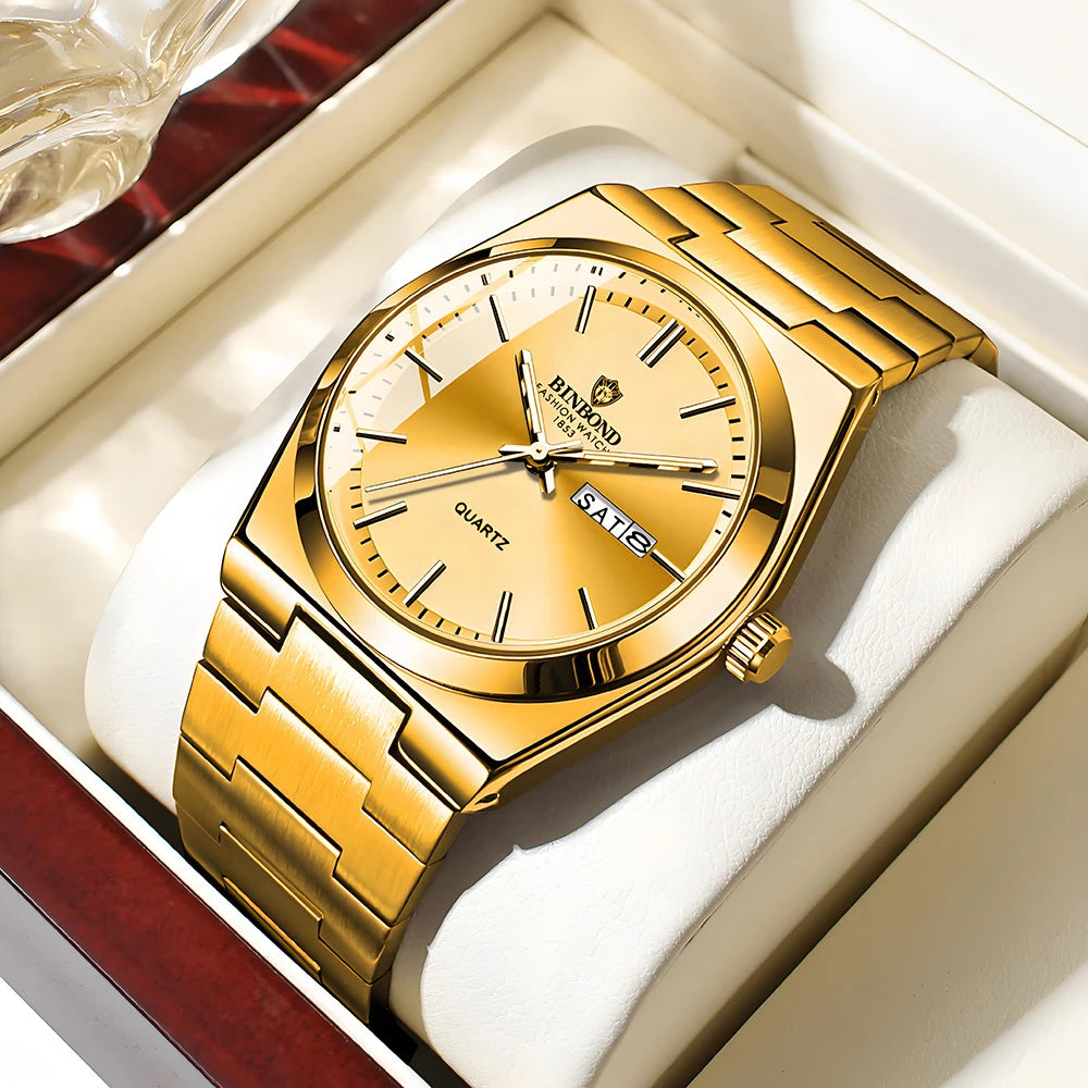 Casual Business Fashion Quartz Wristwatches Gold Movement Clock Luxury Watch