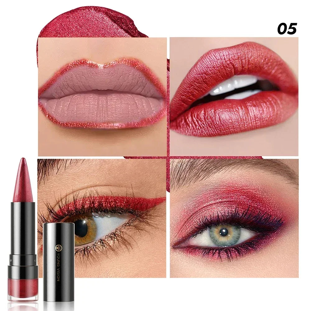 Pointed Glitter Lipstick Nude Purple Moisturize Diamond Metallic Lip Liner Pencil Outline Contouring Gradient Eyeshadow Cosmetic