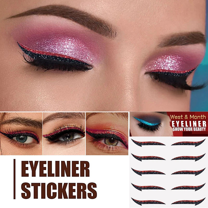 Waterproof Double Eyelid Line Stickers Glitter Eyeliner Sticker Set Reusable Eye Makeup Self-adhesive Sticker Beauty Accessories