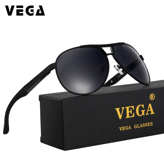 VEGA Eyewear Black Pilot Sunglasses Men Polarized With Box Polycarbonate Pilot Sun Glasses Men Aviation Sunglasses 2018 VG12