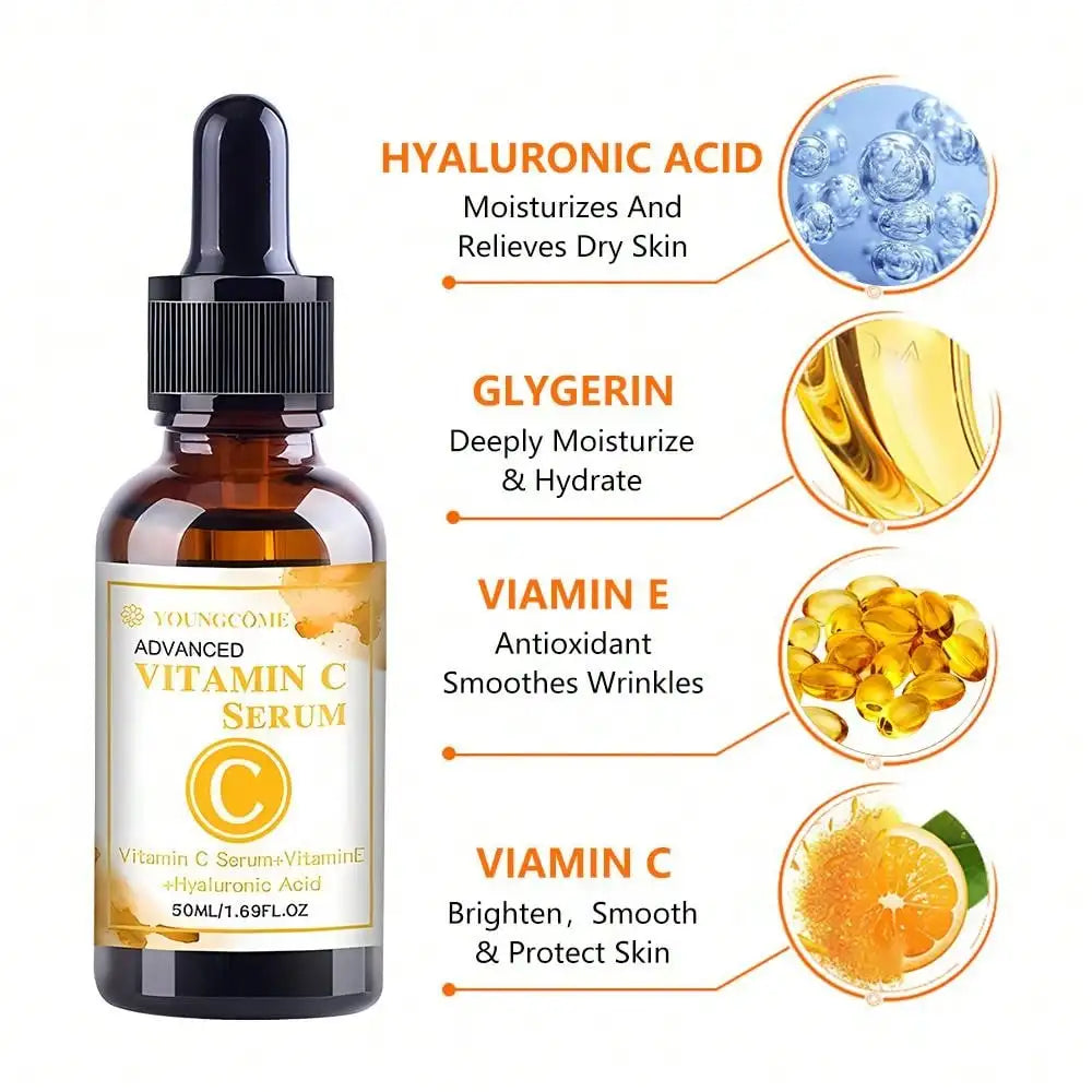 Vitamin C Serum Essence Moisturizing Brighten Wrinkle Remover Anti-aging Fades Spots Repair Fine Lines Facial Skin Care Tools