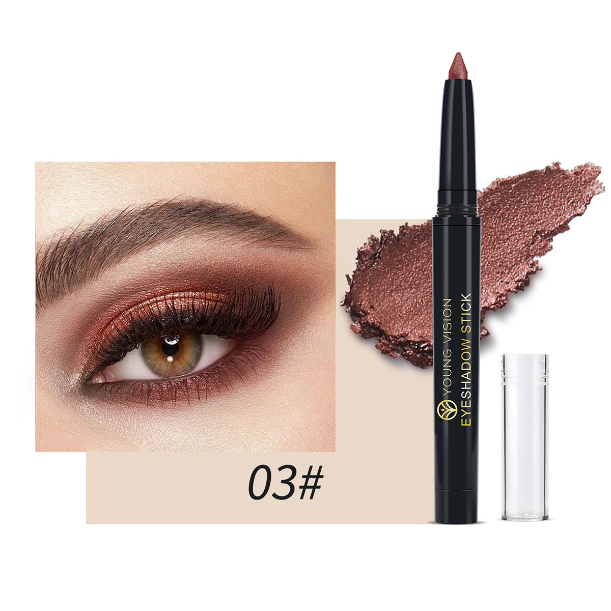 YOUNG VISION 12 Color Eyeshadow Stick Waterproof Long-lasting Pearl Shimmer cream formula easy to color fine and smooth