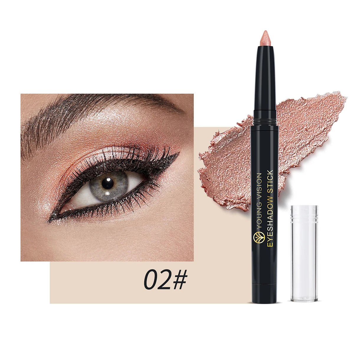 YOUNG VISION 12 Color Eyeshadow Stick Waterproof Long-lasting Pearl Shimmer cream formula easy to color fine and smooth