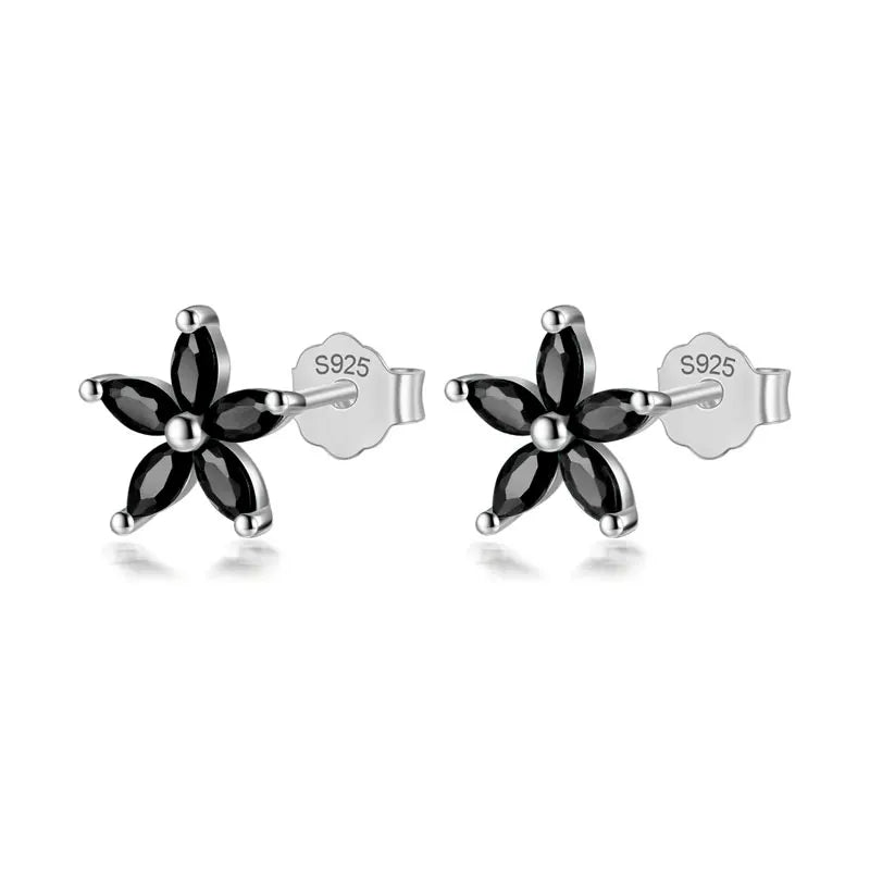 Trendy Fashion Flower Colour CZ Stud Earrings 925 Silver