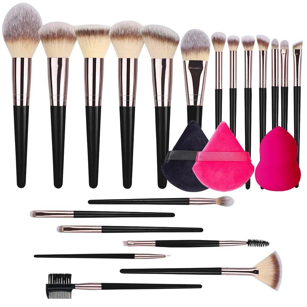 Face Makeup Brush Set Premium Synthetic Foundation Powder Concealer Eyeshadow Blush Makeup Sponge