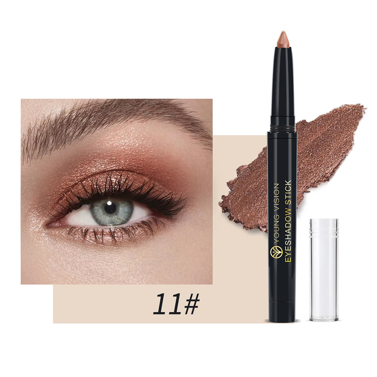 YOUNG VISION 12 Color Eyeshadow Stick Waterproof Long-lasting Pearl Shimmer cream formula easy to color fine and smooth