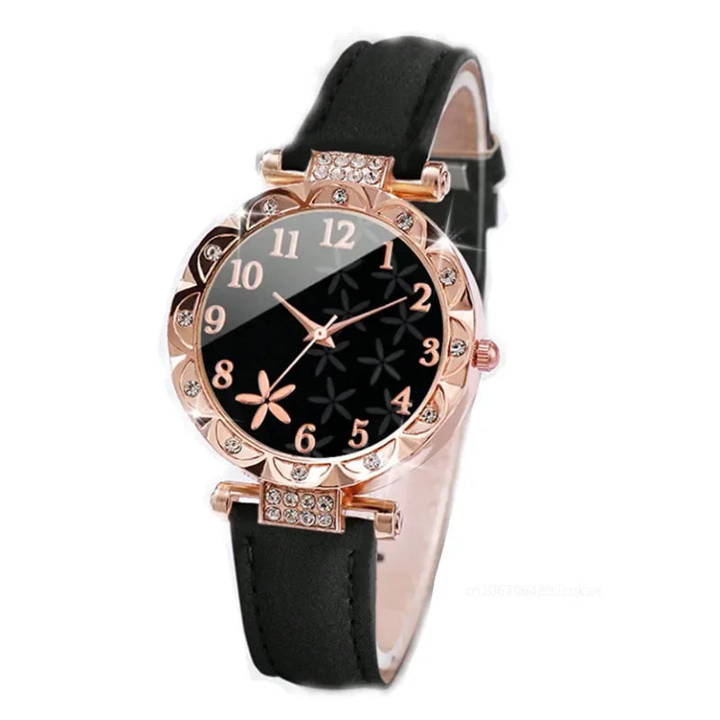 Luxury Fashion Bracelets Watch Set Quartz PU Leather Analog Wristwatch