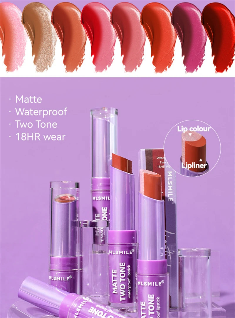 Gradient Two-color Velvet Lipstick Creating 3D Lips Waterproof Long Lasting Matte Lip Gloss Lipgloss Non-Stick Cup Woman Makeup