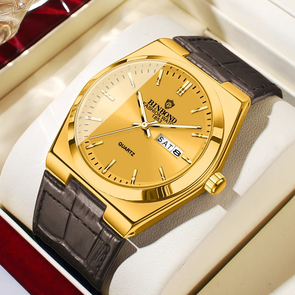 Casual Business Fashion Quartz Wristwatches Gold Movement Clock Luxury Watch