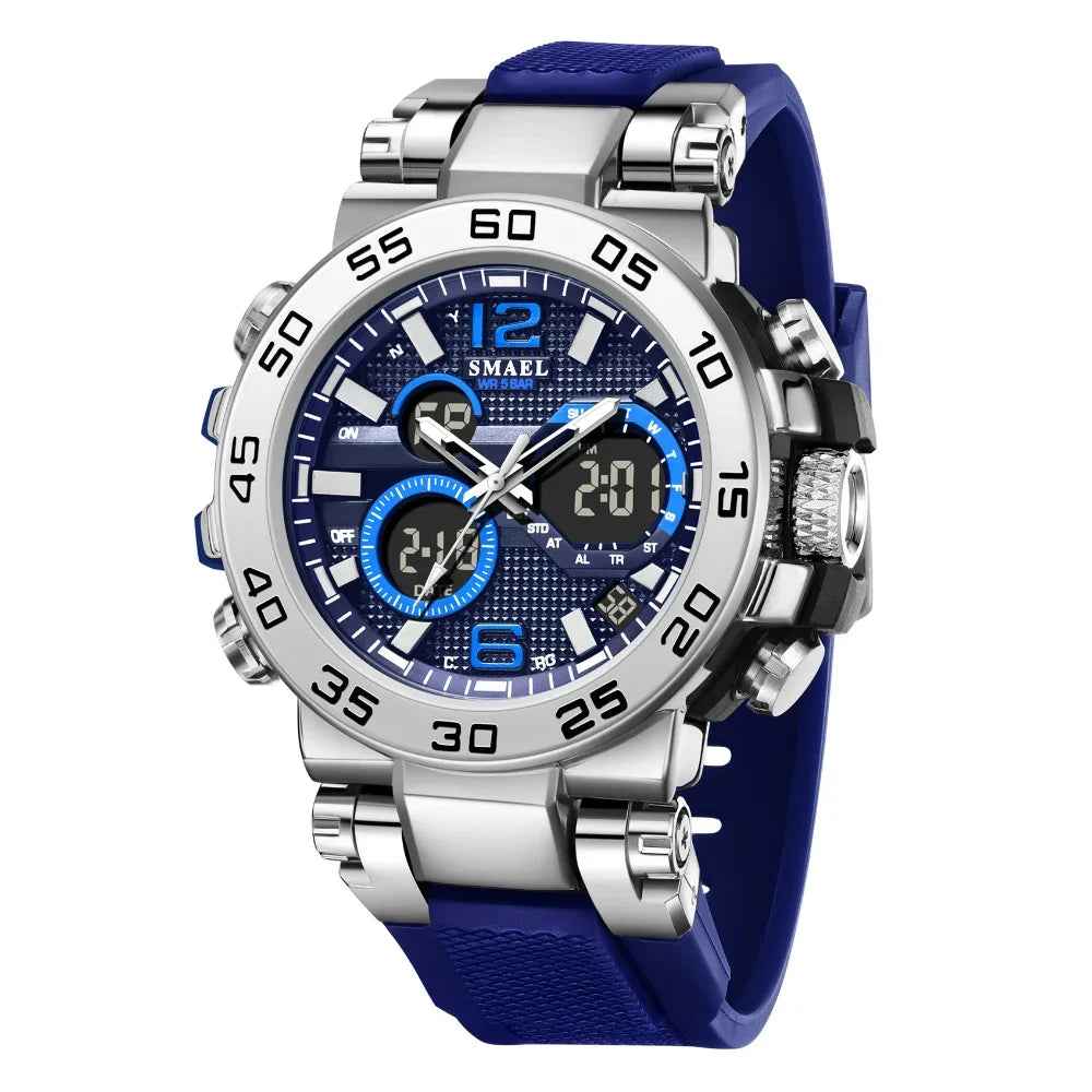 SMAEL Colorful Alloy Case Men's Outdoor Sports Multifunctional Watch Digital Waterproof Night Glow Wristwatches Men Stopwatch