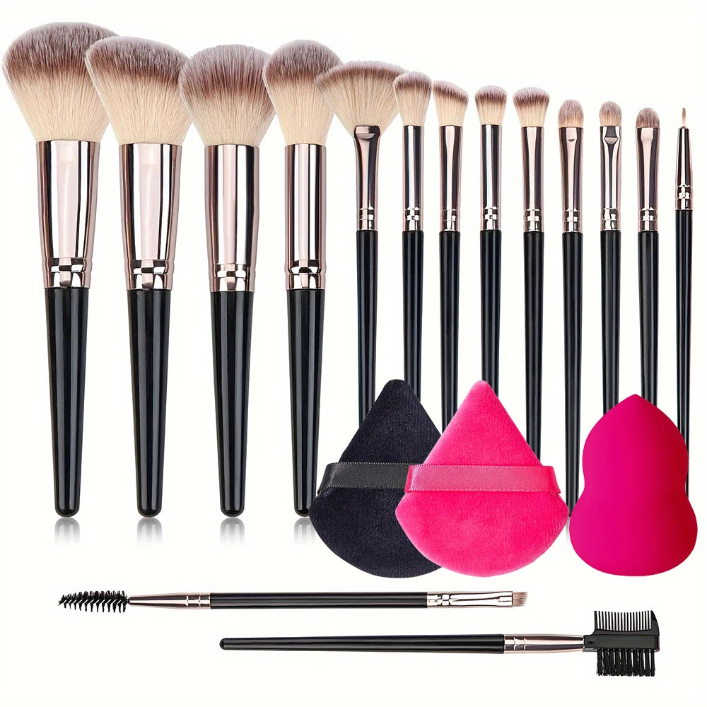 Face Makeup Brush Set Premium Synthetic Foundation Powder Concealer Eyeshadow Blush Makeup Sponge