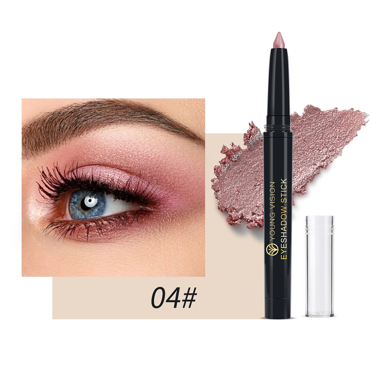 YOUNG VISION 12 Color Eyeshadow Stick Waterproof Long-lasting Pearl Shimmer cream formula easy to color fine and smooth