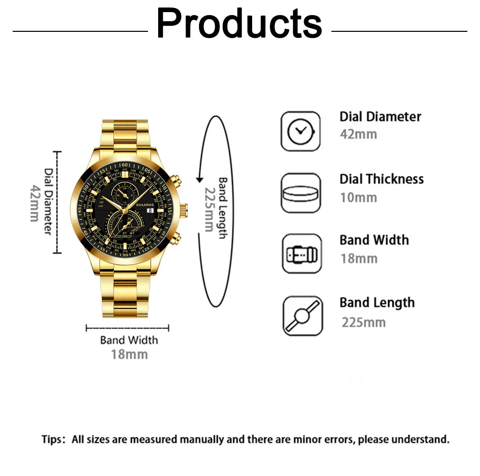 Luxury Quartz Watch Fashion Luminous Calendar Clock Wristwatch