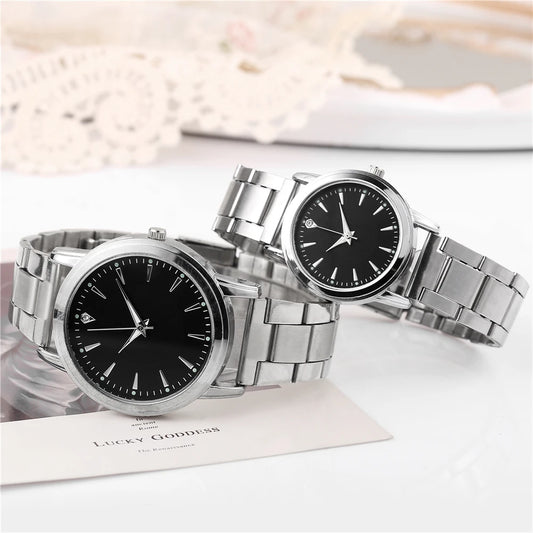 Pair of Watches Casual Fashion Alloy Wristwatches Analog Quartz