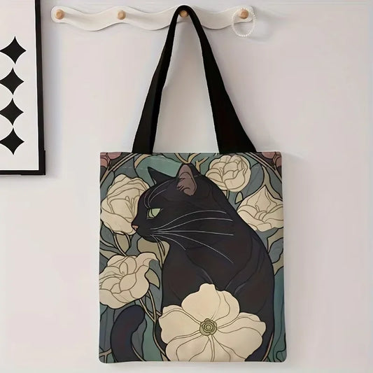 Large Capacity Shoulder Handbag Reusable Shopping Bag Cat Design