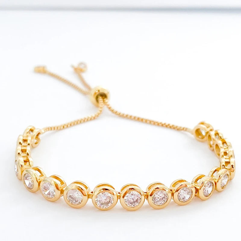 Charm Fashion Bracelets with Lobster Shiny Bling 18K Gold Plated Jewelry