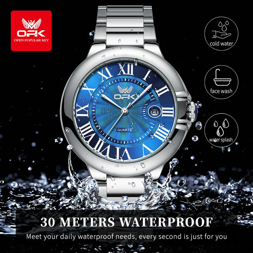 OPK 6039 Mens Watch Original Quartz Wristwatch Waterproof Luminous Watches For Man Automatic Date Watch With Box Reloj Hombre