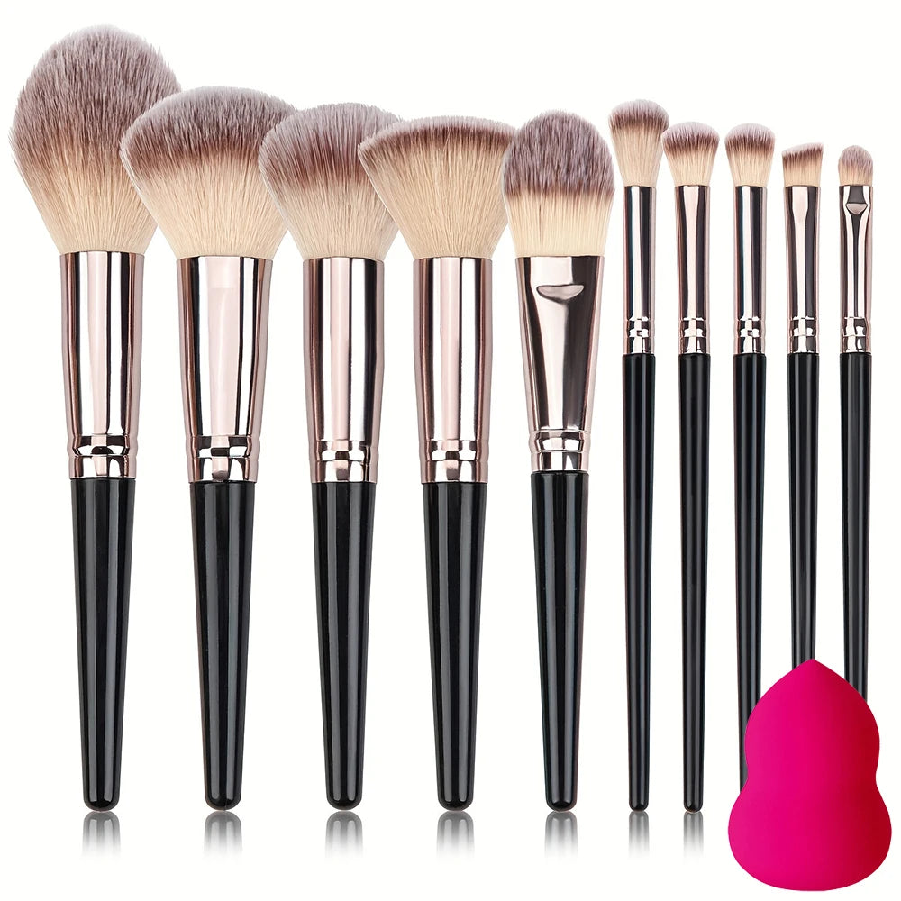 Face Makeup Brush Set Premium Synthetic Foundation Powder Concealer Eyeshadow Blush Makeup Sponge