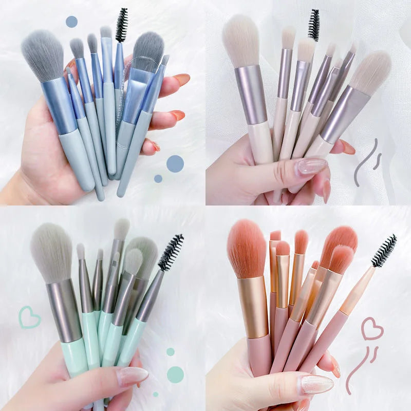 Portable 8Pcs Makeup Brush Set Soft Makeup Concealer Brush Blush Loose Powder Brush Eye Shadow Foundation Brush Beauty Tools