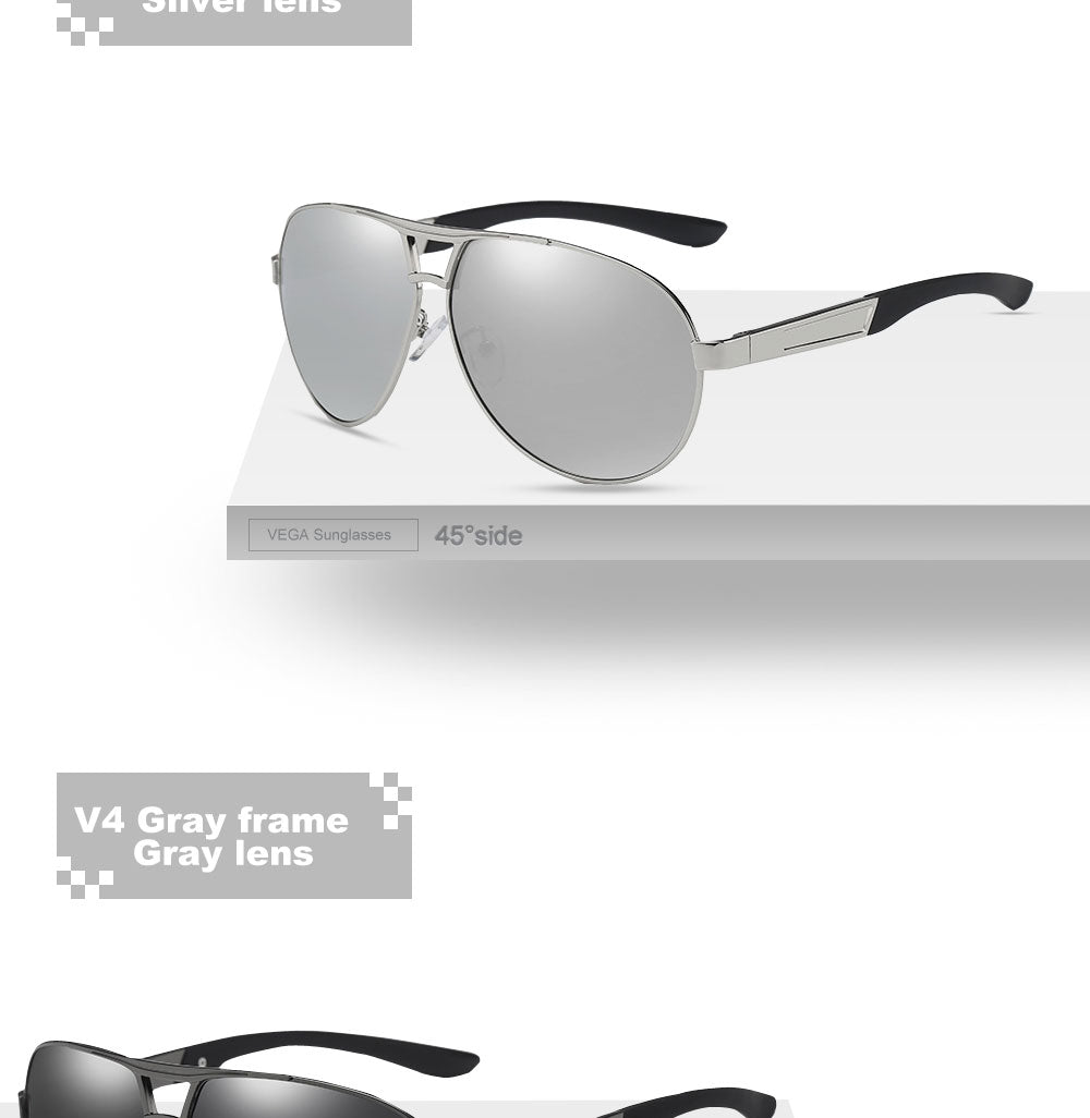 VEGA Eyewear Black Pilot Sunglasses Men Polarized With Box Polycarbonate Pilot Sun Glasses Men Aviation Sunglasses 2018 VG12