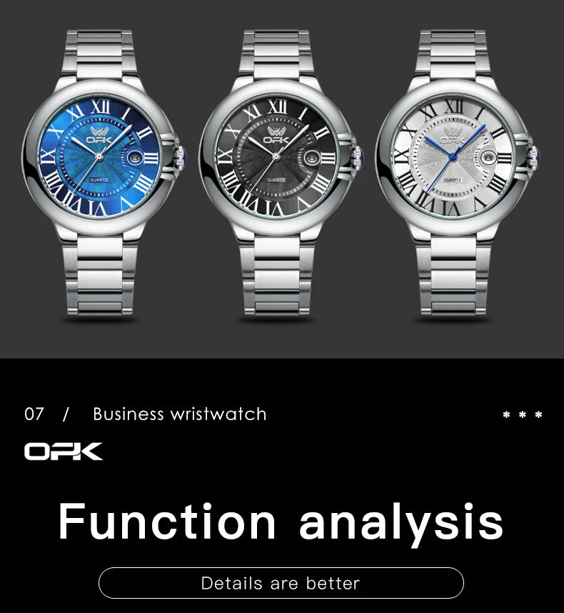 OPK 6039 Mens Watch Original Quartz Wristwatch Waterproof Luminous Watches For Man Automatic Date Watch With Box Reloj Hombre