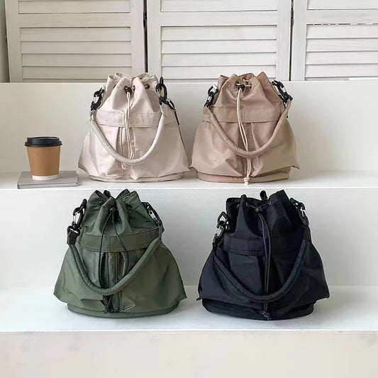 Shoulder Casual Crossbody Bags Drawstring Nylon Handbags