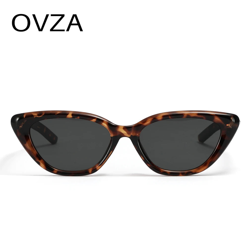 OVZA Retro Cat Eye Womens Sunglasses Brand Designer Vintage Mens Eyeglasses Narrow Frame Anti-UV Lens S1072