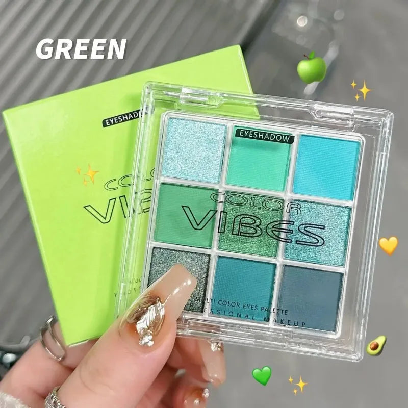 Glitter Eyeshadow Palette Avocado Green Shimmer Pearlescent Matte Colorful Makeup