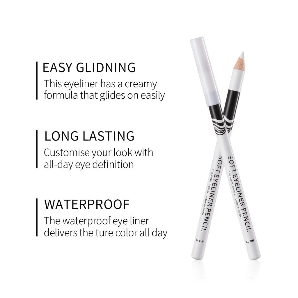 Lasting Soft Gel White Eyeliner Pencil Under Eye Highly Pigmented Waterproof Eyes Makeup Eyeliner Waterproof