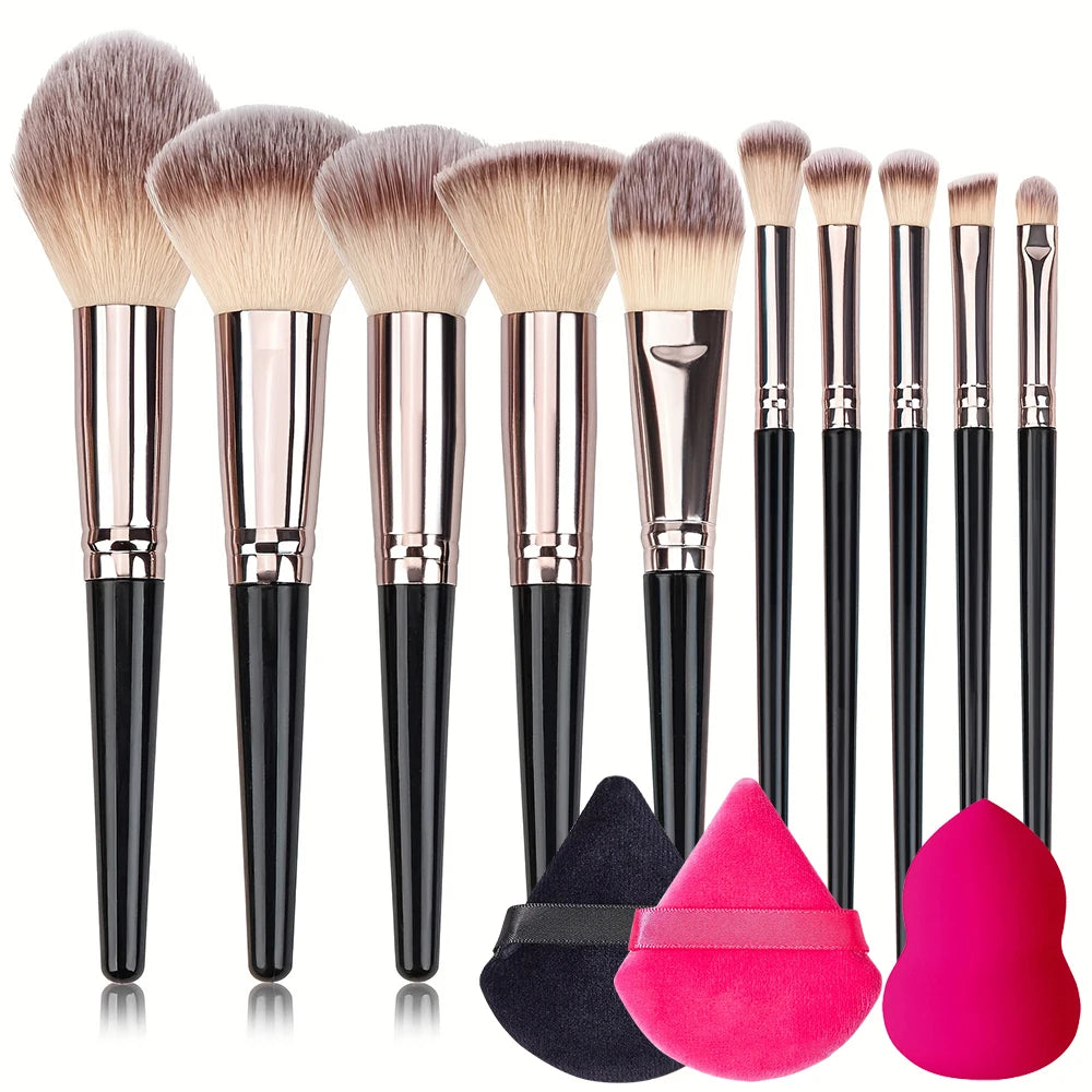 Face Makeup Brush Set Premium Synthetic Foundation Powder Concealer Eyeshadow Blush Makeup Sponge