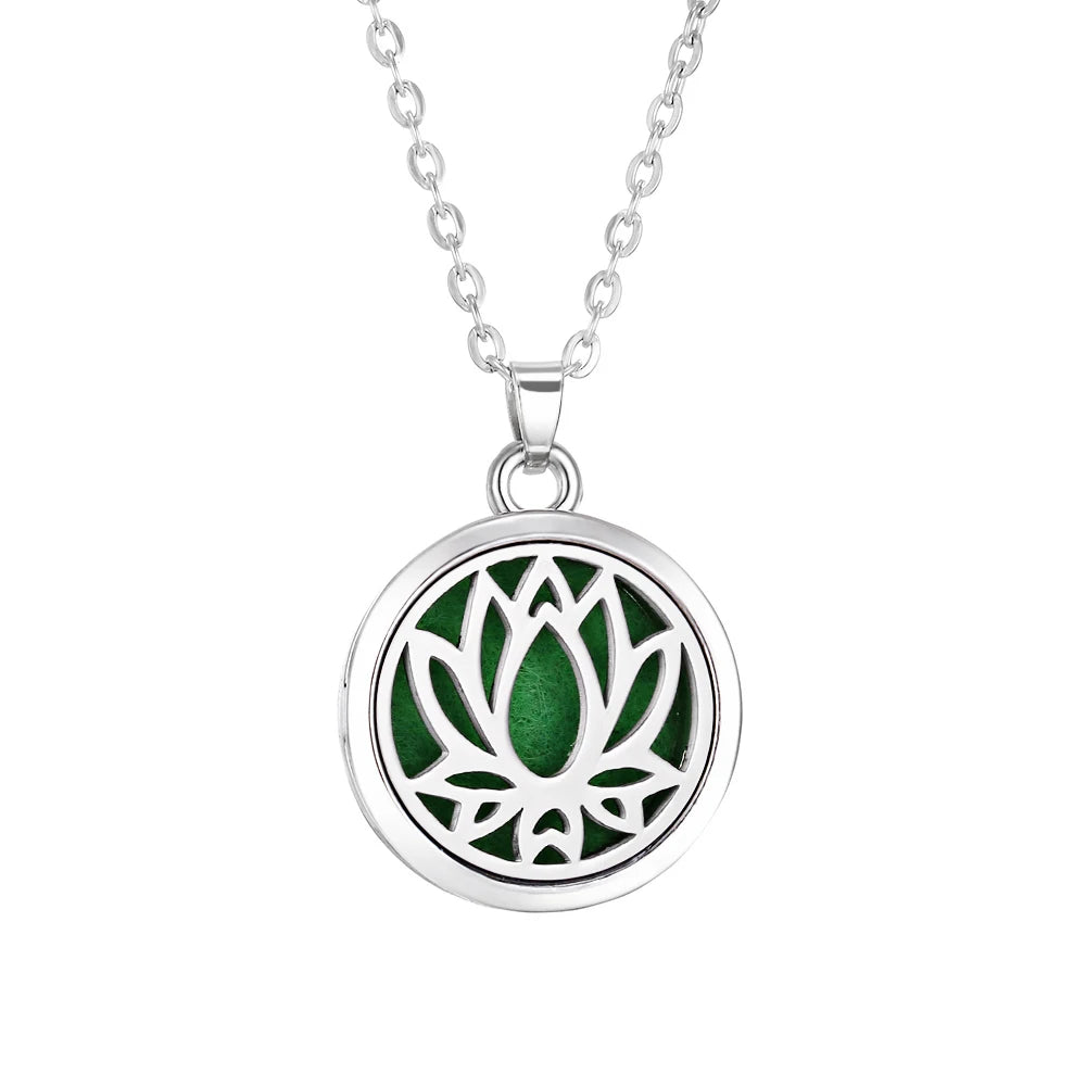 Tree of Life Aromatherapy Necklace Perfume Essential Oil Diffuser Alloy Stainless Steel  Locket Pendant Aroma Diffuser Necklace