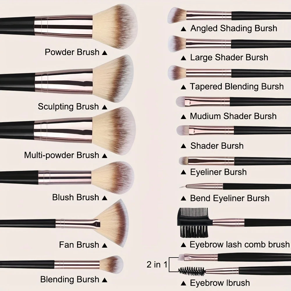 Face Makeup Brush Set Premium Synthetic Foundation Powder Concealer Eyeshadow Blush Makeup Sponge