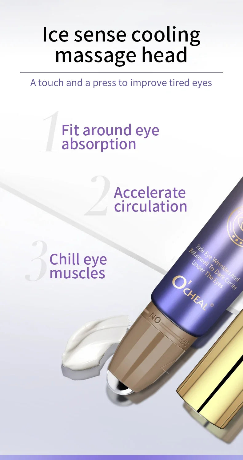 O'CHEAL Anti- Wrinkle Eye Cream With Roller Ball Quick Drying Hydrating Hyaluronic Acid Refreshing Eye Serum Fades Fine Line