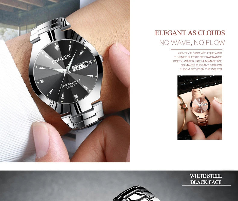 Luxury Brand Wristwatch Leisure Fashion Quartz Luminous Stainless Steel Watch