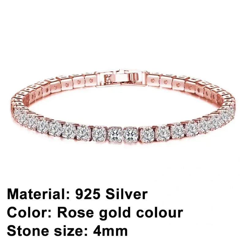 Rose Gold Classic Shining Bracelet Crystal Tennis Bracelet Jewelry Fashion