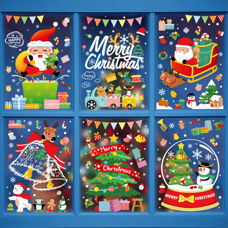 Christmas Decorations Snowman Elk Window Stickers